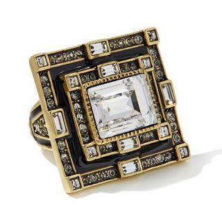 Heidi Daus "Deco Elegance" Crystal and Enamel Greek Key Ring   7840181