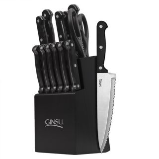 Ginsu Essentials Series 14 piece Black/ Black Cutlery Set   16109699