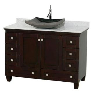 Wyndham Collection Acclaim 48 in. W Vanity in Espresso with Marble Vanity Top in Carrara White and Black Granite Sink WCV800048SESCMGS1MXX