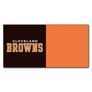 FANMATS NFL   Cleveland Browns Brown and Orange Nylon 18 in. x 18 in. Carpet Tile (20 Tiles/Case) 8555