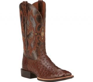 Mens Ariat Quantum Classic Cowboy Boot   Antique Tabac Full Quill Ostrich/Dk. Brown Leather