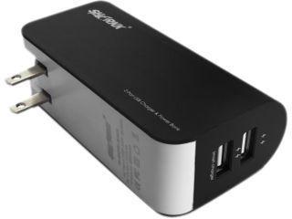 SHARKK Black 5000 mAh Dual USB Portable Backup Battery / Power Bank / Wall Plug Charger