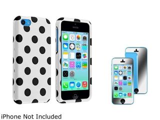 Insten Black/White Snap in Case with Mirror Screen Protector Compatible with Apple iPhone 5C 1572432