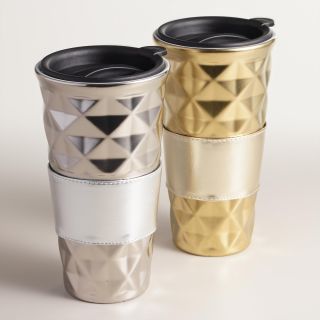 Quilted Porcelain Non Paper Cups, Set of 2