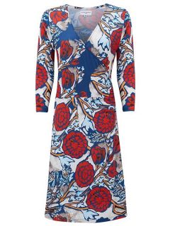 Almost Famous Oriental Floral Wrap Dress Red