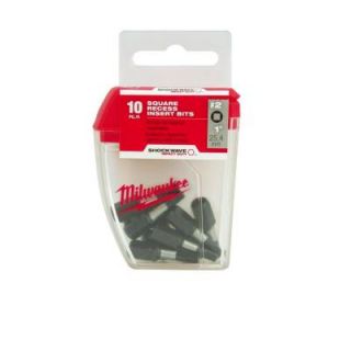 Milwaukee #2 Square Recess 1 in. Shockwave Impact Duty Steel Insert Bits (10 Pack) 48 32 5008