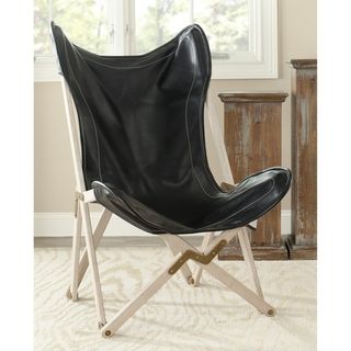 Safavieh Butterfly Black Bi Cast Leather Folding Chair  