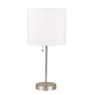 ORE International 19 in. H White Brush Steel Table Lamp 8312D