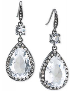 Carolee Hematite Tone Crystal Double Drop Earrings   Jewelry & Watches