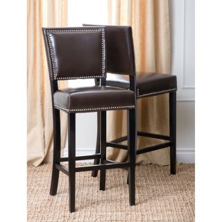ABBYSON LIVING Napa Brown Bicast Leather Bar Stools (Set of 2)