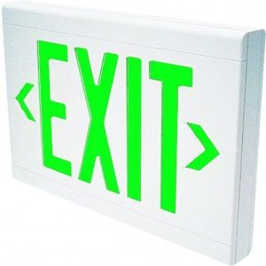 Dual Lite LXUGW 2C LED Exit Sign, Green Letters AC Only Low Profile Single/Double Face 2 Circuit   White