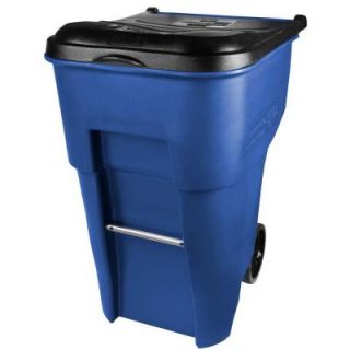 Rubbermaid Commercial Products Brute 95 Gal. Blue Rollout Recycling Trash Container with Lid FG9W2273BLUE