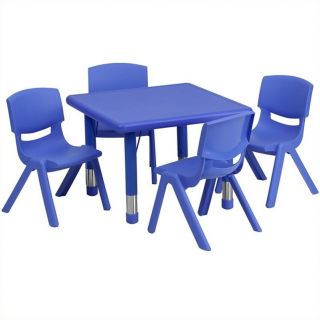 Flash Furniture 5 Piece Square Adjustable Activity Table Set in Blue   YU YCX 0023 2 SQR TBL BLUE E GG