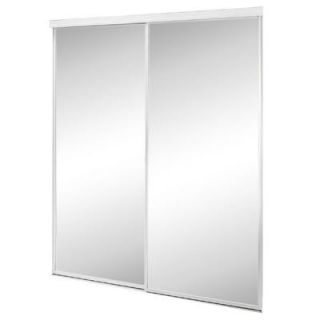 Contractors Wardrobe 95 in. x 80.5 in. Savoy Mirror White Painted Steel Frame Interior Sliding Door SAV 9580WH2R
