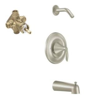 MOEN Eva Single Handle 1 Spray Posi Temp Tub and Shower Faucet in Brushed Nickel   Valve Included T2133NHBN 2520