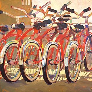 Portfolio Canvas Retro Bikes Painting Print on Wrapped Canvas