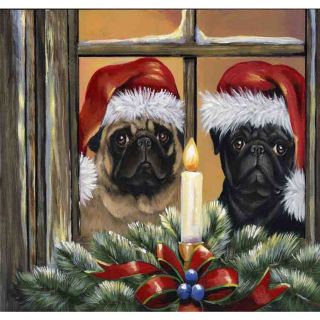 Precious Pet Paintings Pug Christmas Flag