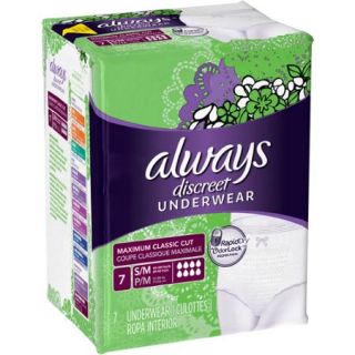 Always Discreet Incontinence Underwear, Small/Medium Maximum Absorbency, (Choose your Count)