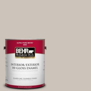 BEHR Premium Plus 1 gal. #N200 2 Doeskin Gray Hi Gloss Enamel Interior/Exterior Paint 805001