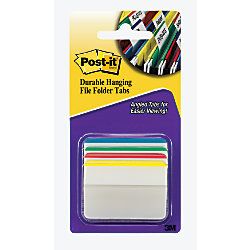 Post it Durable Angled Hanging File Folder Tabs 2  Assorted Colors Pack Of 24