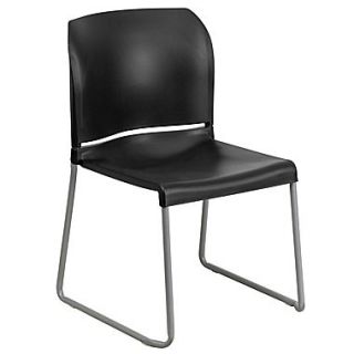 Flash Furniture HERCULES Series 880 lb. Capacity Full Back Contoured Stack Chair with Sled Base, Black, 20/Pack