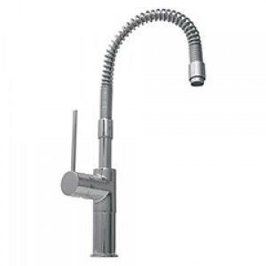 Whitehaus WHLX78558 BN Metrohaus commercial single hole faucet with flexible spout and lever handle   Brushed Nickel