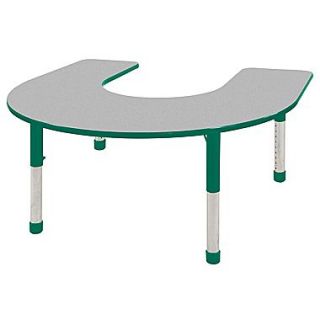 ECR4Kids 60 x 66 Horseshoe Activity Table With Chunky legs & Standard Glide, Gray/Green/Green