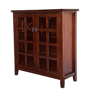 Simpli Home Artisan Solid Wood Medium Storage Media Cabinet and Buffet, Dark Medium Auburn