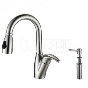 Kraus KPF 2121 SD20 14.5" Single Lever Pull Out Kitchen Faucet and Soap Dispenser   Stainless Steel