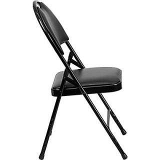 Flash Furniture HERCULES Series Extra Large Triple Braced Vinyl Metal Folding Chair with Easy Carry Handle, Black, 20/Pack