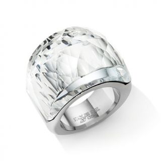 Colleen Lopez Stately Steel Faceted Crystal Stainless Steel Ring   7502842