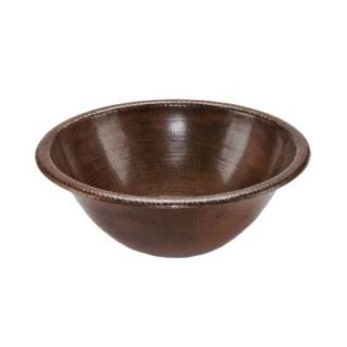 Premier Copper Products Self Rimming Round Hammered Copper Bathroom Sink in Oil Rubbed Bronze LR17RDB