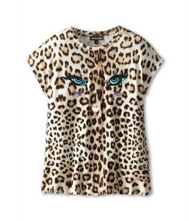 Roberto Cavalli Kids Short Sleeve Leopard Print Shirt w/ Leopard Face (Big Kids)