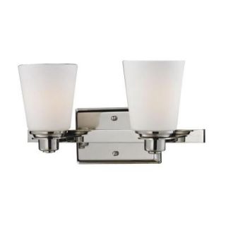 Tulen Lawrence 2 Light Chrome and Matte Opal Incandescent Bath Vanity Light CLI JB2101 2V