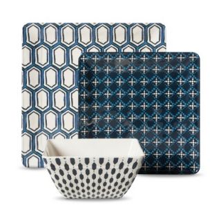 Threshold™ Square 12 Piece Honeycomb Dinnerware Set   Blue
