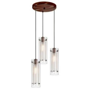 Radionic Hi Tech Nella 3 Light Oil Brushed Bronze Round Pendant with Clear Frosted Glass 12153R CF OBB