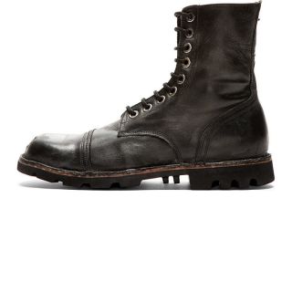 Diesel Black Worn Leather Steel Capped Combat Boots