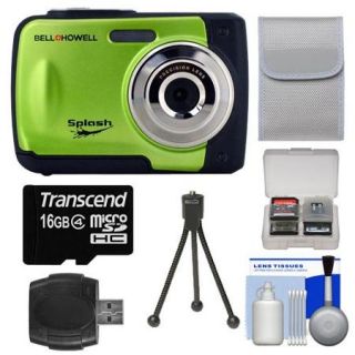 Bell & Howell Splash WP10 Shock & Waterproof Digital Camera (Green) with 16GB Card/Reader + Case + Tripod + Accessory Kit