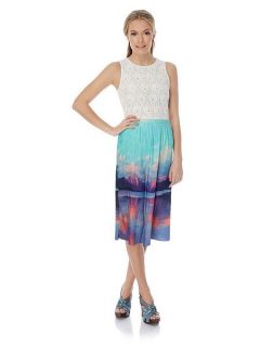 Yumi Mountain Print Midi Skirt Multi Coloured