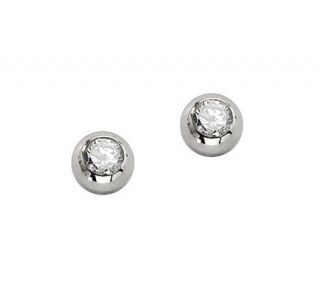 Stainless Steel Cubic Zirconia Stud Earrings —