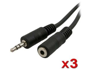 Insten 1532356 12 ft. 3 x 3.5mm to 3.5mm Stereo Extension Cable (Black) M F