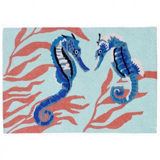 Liora Manne 30" x 48" Frontporch Seahorse Doormat   Aqua   7803786