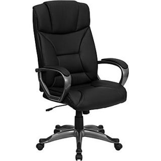 Flash Furniture High Back Leather Executive Chair, Fixed Arm, Black
