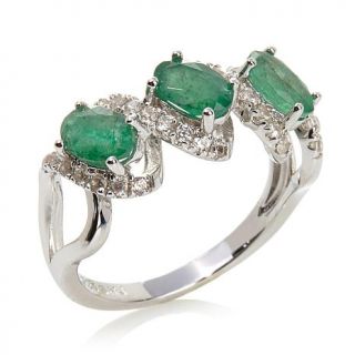 Rarities Fine Jewelry with Carol Brodie 3 Stone Brazilian Emerald and White Zi   7847947