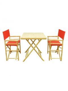 Square Table and Director Chair Set (3 PC) by ZEW Inc.