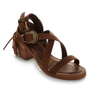 Diego di Lucca "Titan" Leather Sandal with Fringe   7958718