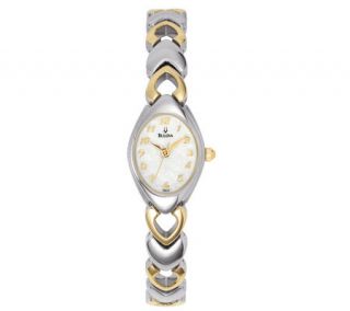 Bulova Womens Two tone Bracelet Watch with White Dial —