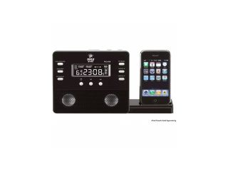 Pyle Enhanced iPod/iPhone Alarm Clock Speaker System w/ AM FM Radio and Remote Control (Black)