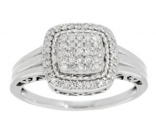 Pave Round or Cushion Diamond Ring, Sterling, 1/4 cttw, by Affinity —
