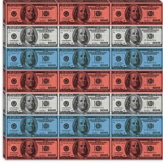 iCanvas One Hundred Dollar Bill, U.S. Flag Stripes Graphic Art on Canvas; 18 H x 18 W x 1.5 D